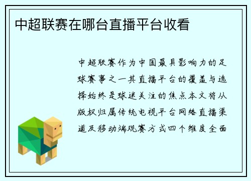 中超联赛在哪台直播平台收看